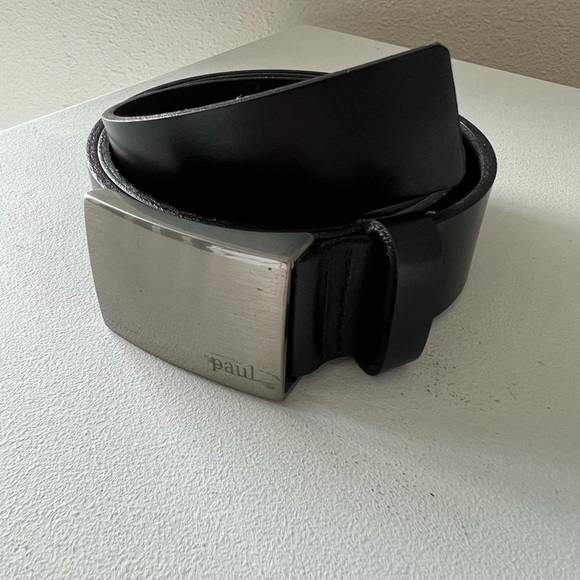 Paul Kehl Men's Leather Black Belt with Metal Buckle Dress & Formal 90 (US 36). - Picture 4 of 8
